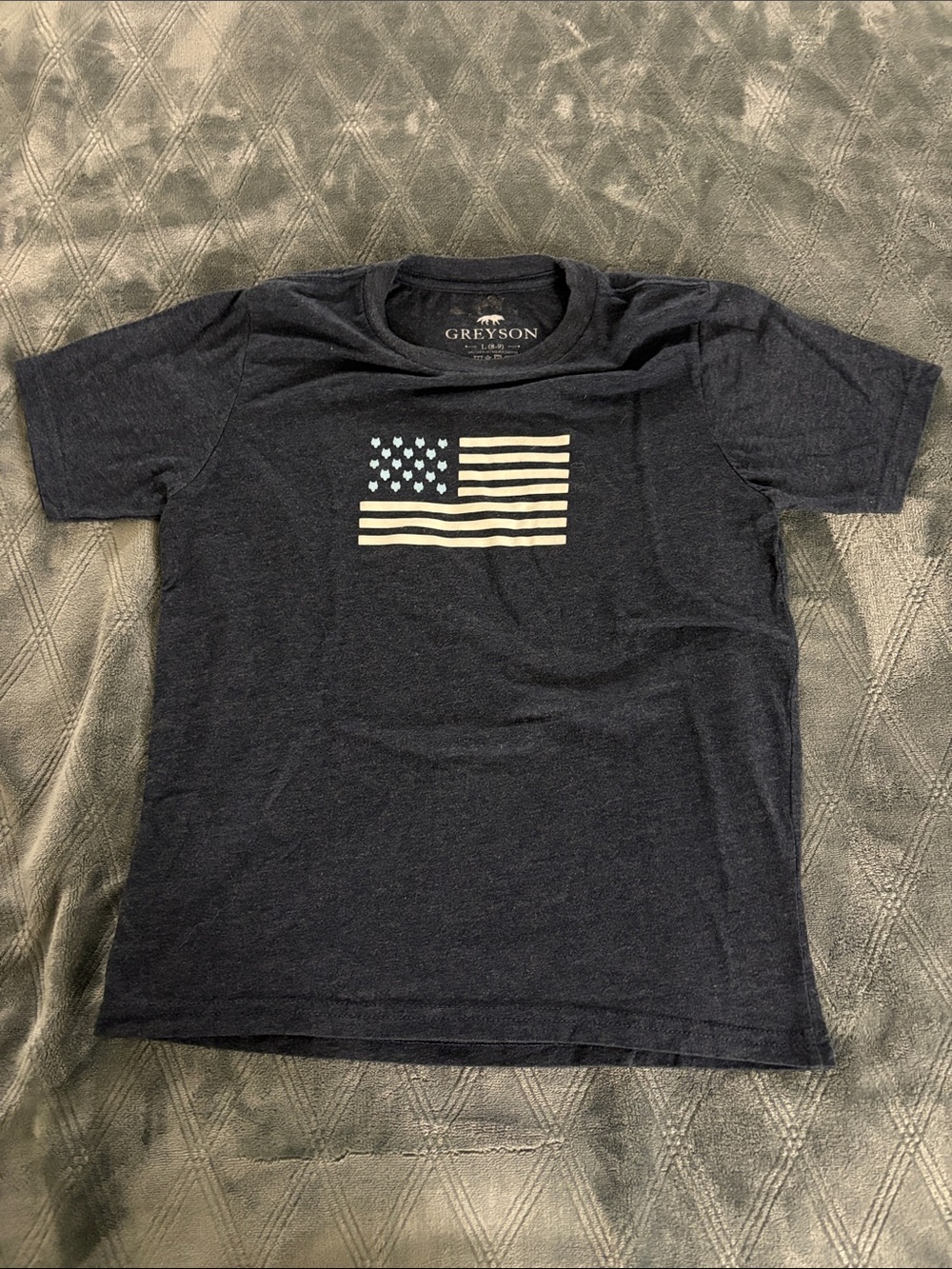 Greyson Navy Tee with Cream Flag Graphic